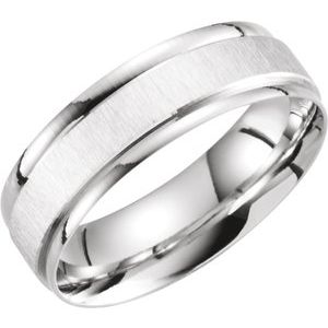 14K White 8 mm Grooved Band with Satin Finish Size 9 - BN & CO JEWELRY