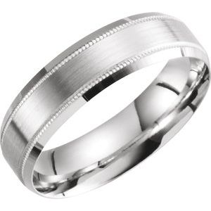 14K White 6 mm Beveled-Edge Band with Milgrain Size 9.5 - BN & CO JEWELRY