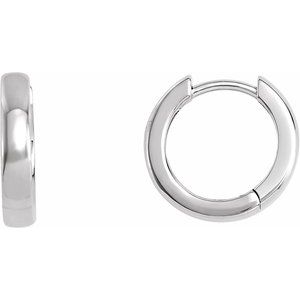 14K White 14 mm Hinged Huggie Hoop Earrings - BN & CO JEWELRY