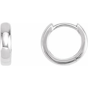 14K White 11.5 mm Hinged Huggie Hoop Earrings - BN & CO JEWELRY