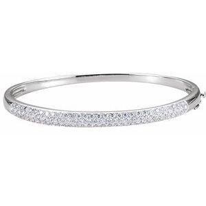 14K White 1 1/2 CTW Diamond Bangle 7" Bracelet - BN & CO JEWELRY