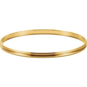 14K Yellow 4 mm Grooved Bangle Bracelet - BN & CO JEWELRY