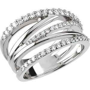 14K White 1/2 CTW Diamond Criss Cross Ring - BN & CO JEWELRY