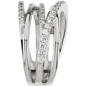 14K White 1/2 CTW Diamond Criss Cross Ring - BN & CO JEWELRY