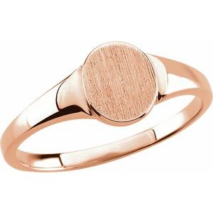 14K Rose 7x6 mm Oval Signet Ring Size 7 - BN & CO JEWELRY