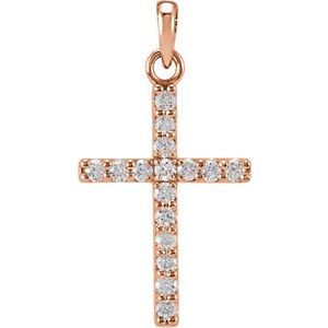 14K Rose 1/5 CTW Natural Diamond Cross Pendant - BN & CO JEWELRY