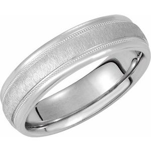 14K White 6 mm Half Round Band with Milgrain & Florentine Finish Size 10 - BN & CO JEWELRY