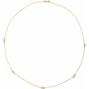 14K Yellow 1 CTW Natural Diamond 5-Station 18" Necklace - BN & CO JEWELRY
