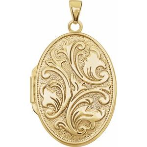 14K Yellow Oval Embossed Locket - BN & CO JEWELRY