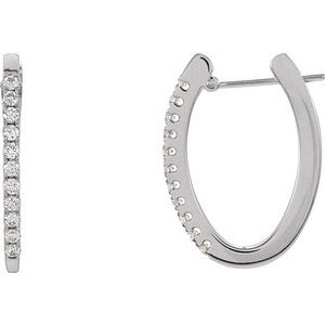 14K White 20 mm 1/3 CTW Natural Diamond Hoop Earrings - BN & CO JEWELRY