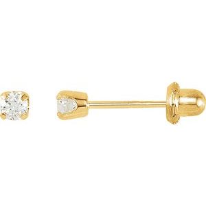 14K Yellow 3 mm Imitation White Cubic Zirconia Piercing Stud Earrings - BN & CO JEWELRY