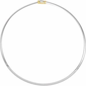 14K Yellow/White 4 mm Two-Tone Reversible Omega 18" Chain - BN & CO JEWELRY