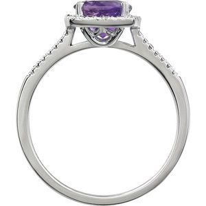 Sterling Silver Natural Amethyst & .01 CTW Natural Diamond Ring - BN & CO JEWELRY
