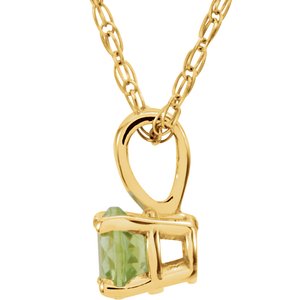 14K Yellow 3 mm Imitation Peridot Youth Solitaire 14" Necklace - BN & CO JEWELRY