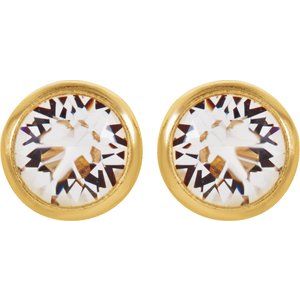 14K Yellow Imitation White Crystal Piercing Earrings - BN & CO JEWELRY