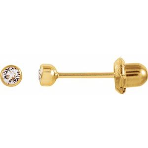 14K Yellow Imitation White Crystal Piercing Earrings - BN & CO JEWELRY