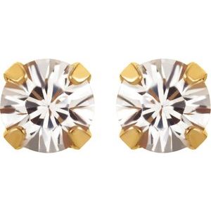 24K Gold-Plated Stainless Steel Imitation White Sapphire InvernessÂ® Piercing Earrings - BN & CO JEWELRY