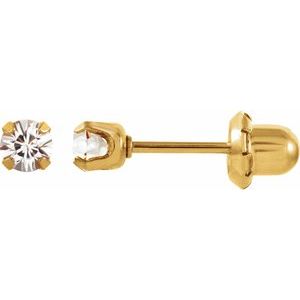 24K Gold-Plated Stainless Steel Imitation White Sapphire InvernessÂ® Piercing Earrings - BN & CO JEWELRY