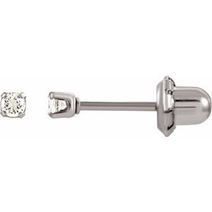 Stainless Steel 2 mm Imitation White Cubic Zirconia InvernessÂ® Piercing Earrings - BN & CO JEWELRY