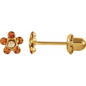 14K Yellow Imitation Yellow Crystal Birthstone Piercing Earrings - BN & CO JEWELRY