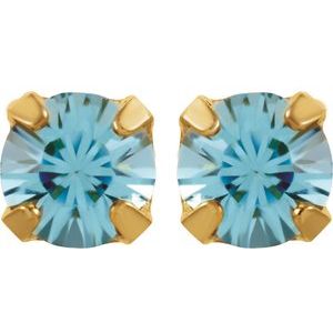 24K Gold-Plated Stainless Steel Imitation Aquamarine InvernessÂ® Piercing Earrings - BN & CO JEWELRY