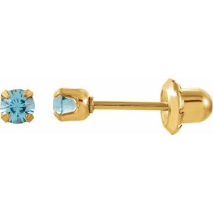 24K Gold-Plated Stainless Steel Imitation Aquamarine InvernessÂ® Piercing Earrings - BN & CO JEWELRY
