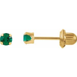 14K Yellow Imitation Emerald InvernessÂ® Piercing Earrings - BN & CO JEWELRY