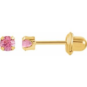 14K Yellow Imitation Pink Tourmaline InvernessÂ® Piercing Earrings - BN & CO JEWELRY