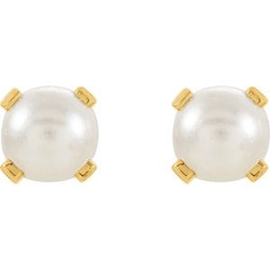 14K Yellow Imitation Cream Pearl Piercing Earrings - BN & CO JEWELRY