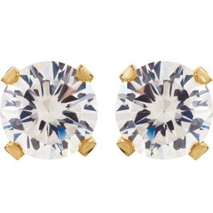 14K Yellow 3 mm Imitation White Cubic Zirconia InvernessÂ® Piercing Earrings - BN & CO JEWELRY
