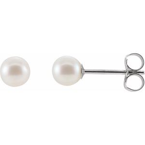 14K White Cultured White Freshwater Pearl Earrings - BN & CO JEWELRY