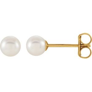 14K Yellow Cultured White Freshwater Pearl Earrings - BN & CO JEWELRY