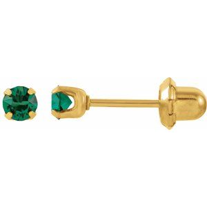 24K Gold-Plated Stainless Steel Imitation Emerald InvernessÂ® Piercing Earrings - BN & CO JEWELRY