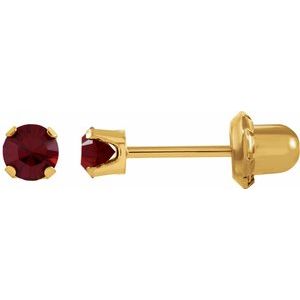 14K Yellow Imitation Mozambique Garnet InvernessÂ® Piercing Earrings - BN & CO JEWELRY