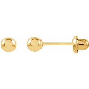 14K Yellow 4 mm Ball Stud Piercing Earrings - BN & CO JEWELRY