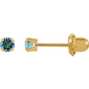 14K Yellow Imitation Aquamarine InvernessÂ® Piercing Earrings - BN & CO JEWELRY