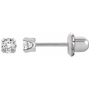 14K White Gold-Plated 14K Yellow 3 mm Imitation White Cubic Zirconia InvernessÂ® Piercing Earrings - BN & CO JEWELRY