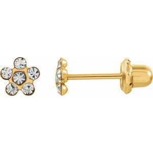14K Yellow Imitation White Crystal Birthstone Piercing Earrings - BN & CO JEWELRY