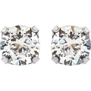 Stainless Steel 7 mm Imitation White Cubic Zirconia InvernessÂ® Piercing Earrings - BN & CO JEWELRY