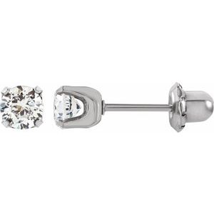 Stainless Steel 5 mm Imitation White Cubic Zirconia InvernessÂ® Piercing Earrings - BN & CO JEWELRY