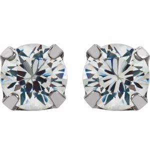 Stainless Steel 3 mm Imitation White Cubic Zirconia InvernessÂ® Piercing Earrings - BN & CO JEWELRY