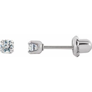 Stainless Steel 3 mm Imitation White Cubic Zirconia InvernessÂ® Piercing Earrings - BN & CO JEWELRY