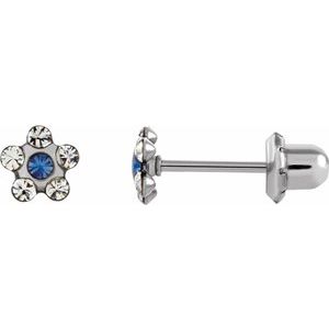 Stainless Steel Imitation Blue Crystal Piercing Earrings - BN & CO JEWELRY