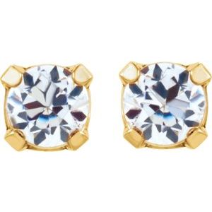 24K Gold-Washed Stainless Steel 3 mm Imitation White Cubic Zirconia InvernessÂ® Piercing Earrings - BN & CO JEWELRY