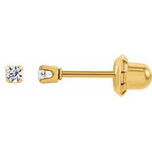 24K Gold-Washed Stainless Steel 3 mm Imitation White Cubic Zirconia InvernessÂ® Piercing Earrings - BN & CO JEWELRY