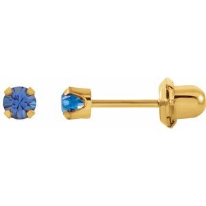 14K Yellow Imitation Blue Sapphire InvernessÂ® Piercing Earrings - BN & CO JEWELRY