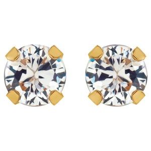 14K Yellow 5 mm Imitation White Cubic Zirconia InvernessÂ® Piercing Earrings - BN & CO JEWELRY