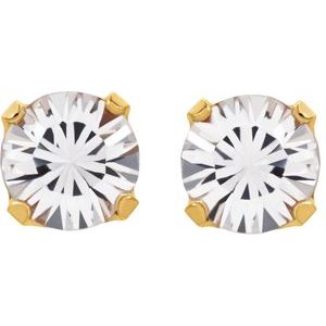 24K Gold-Washed Stainless Steel Imitation White Crystal Piercing Earrings - BN & CO JEWELRY