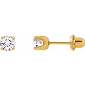 24K Gold-Washed Stainless Steel Imitation White Crystal Piercing Earrings - BN & CO JEWELRY