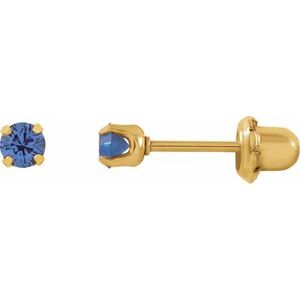 24K Gold-Plated Stainless Steel Imitation Blue Sapphire InvernessÂ® Piercing Earrings - BN & CO JEWELRY